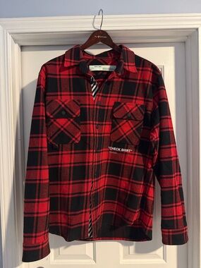 OFF-WHITE Red & Black Plaid "Check Shirt" Button-Up Virgil Abloh